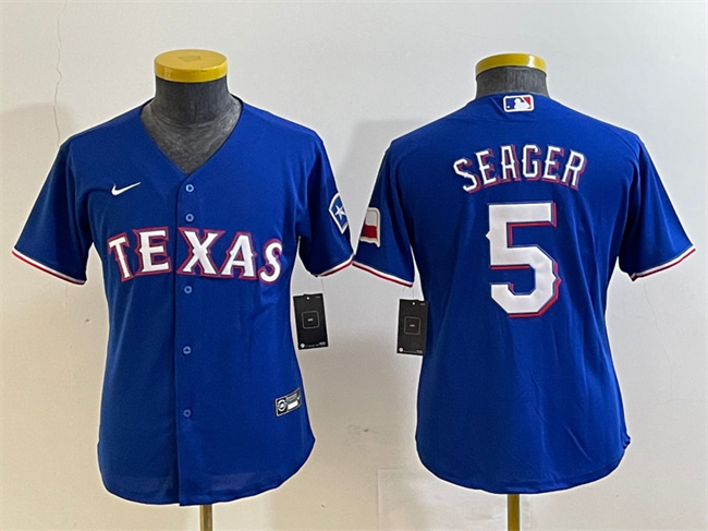 Youth Texas Rangers #5 Corey Seager Royal With Patch Stitched Baseball Jersey Youth Texas Rangers #5 Corey Seager Royal With Patch Stitched Baseball Jersey